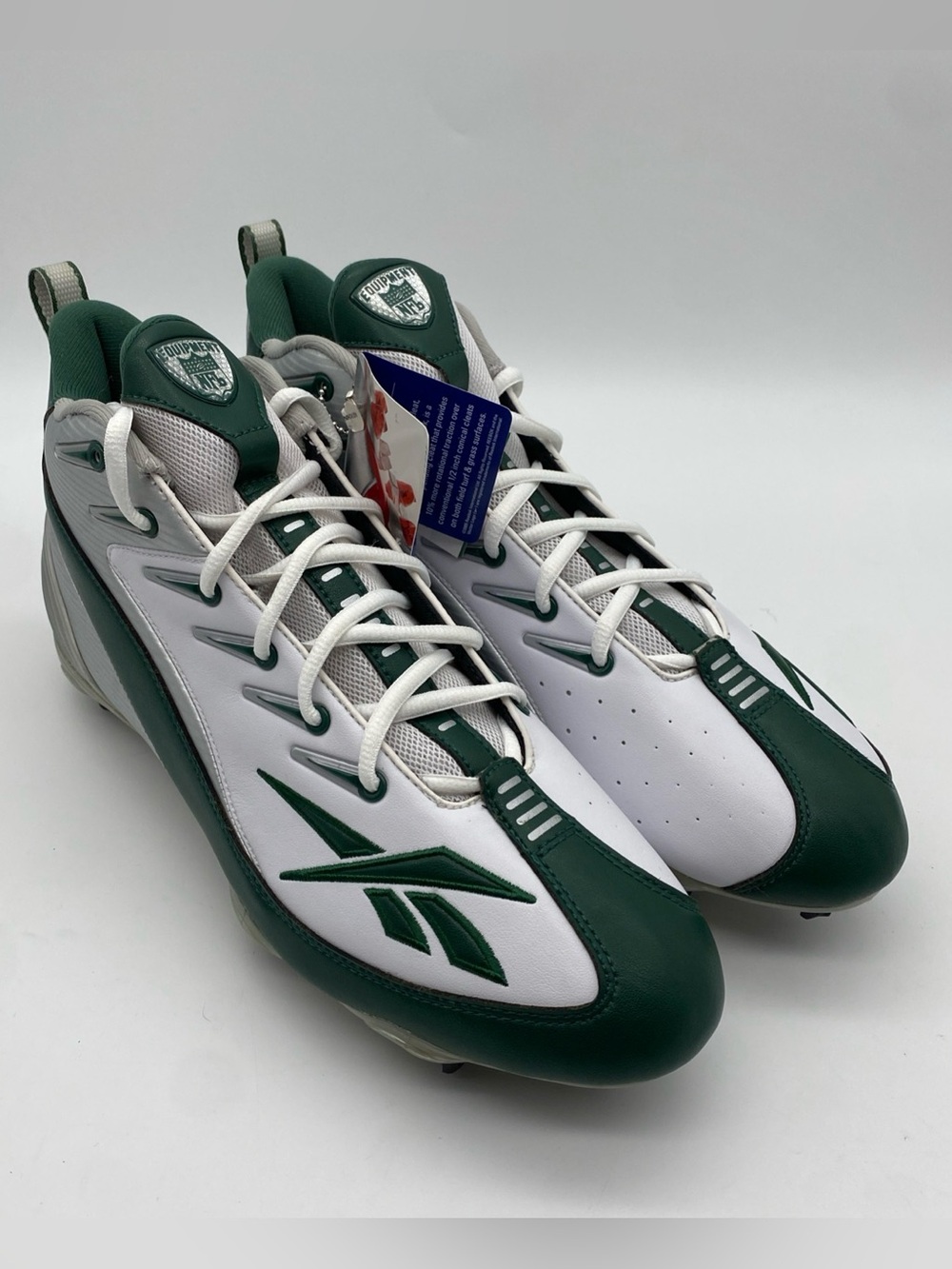 Reebok Mens 13 FGT Cleats 1/2” NFL Equipment Football White Green Shoes Turf